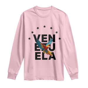 Venezuela Pride Flying Macaw Long Sleeve Shirt Ara Macao Guacamaya Venezuelan Pride Tropical Bird TS02 Light Pink Print Your Wear
