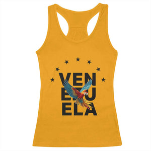 Venezuela Pride Flying Macaw Racerback Tank Top Ara Macao Guacamaya Venezuelan Pride Tropical Bird TS02 Gold Print Your Wear
