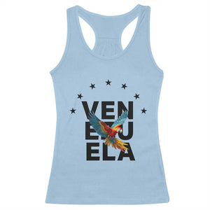 Venezuela Pride Flying Macaw Racerback Tank Top Ara Macao Guacamaya Venezuelan Pride Tropical Bird TS02 Light Blue Print Your Wear