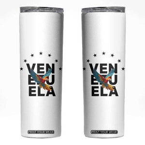 Venezuela Pride Flying Macaw Skinny Tumbler Ara Macao Guacamaya Venezuelan Pride Tropical Bird TS02 White Print Your Wear