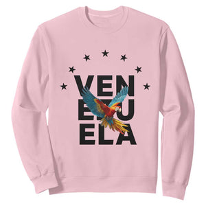 Venezuela Pride Flying Macaw Sweatshirt Ara Macao Guacamaya Venezuelan Pride Tropical Bird TS02 Light Pink Print Your Wear