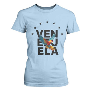 Venezuela Pride Flying Macaw T Shirt For Women Ara Macao Guacamaya Venezuelan Pride Tropical Bird TS02 Light Blue Print Your Wear