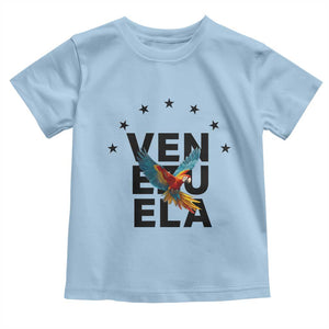 Venezuela Pride Flying Macaw Toddler T Shirt Ara Macao Guacamaya Venezuelan Pride Tropical Bird TS02 Light Blue Print Your Wear