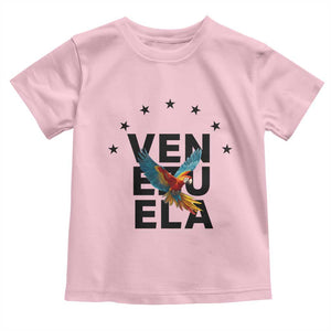 Venezuela Pride Flying Macaw Toddler T Shirt Ara Macao Guacamaya Venezuelan Pride Tropical Bird TS02 Light Pink Print Your Wear
