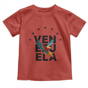 Venezuela Pride Flying Macaw Toddler T Shirt Ara Macao Guacamaya Venezuelan Pride Tropical Bird TS02 Red Print Your Wear