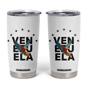Venezuela Pride Flying Macaw Tumbler Cup Ara Macao Guacamaya Venezuelan Pride Tropical Bird TS02 White Print Your Wear