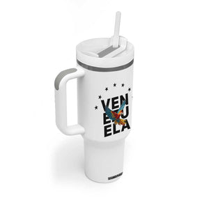 Venezuela Pride Flying Macaw Tumbler With Handle Ara Macao Guacamaya Venezuelan Pride Tropical Bird TS02 Print Your Wear