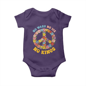 No Wars No Ice No Kings Retro Flower Baby Onesie Hippie Floral Peace Sign Social Justice Anti War Protest TS02 Purple Print Your Wear