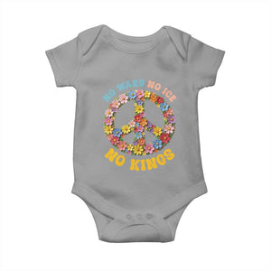 No Wars No Ice No Kings Retro Flower Baby Onesie Hippie Floral Peace Sign Social Justice Anti War Protest TS02 Sport Gray Print Your Wear