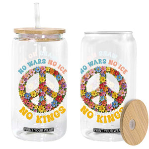 No Wars No Ice No Kings Retro Flower Glass Can Hippie Floral Peace Sign Social Justice Anti War Protest TS02 Print Your Wear