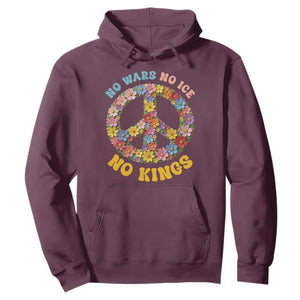 No Wars No Ice No Kings Retro Flower Hoodie Hippie Floral Peace Sign Social Justice Anti War Protest TS02 Maroon Print Your Wear