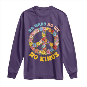 No Wars No Ice No Kings Retro Flower Long Sleeve Shirt Hippie Floral Peace Sign Social Justice Anti War Protest TS02 Purple Print Your Wear
