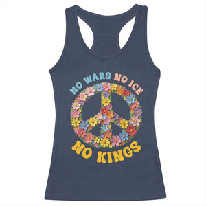 No Wars No Ice No Kings Retro Flower Racerback Tank Top Hippie Floral Peace Sign Social Justice Anti War Protest TS02 Navy Print Your Wear