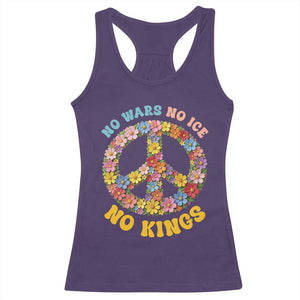 No Wars No Ice No Kings Retro Flower Racerback Tank Top Hippie Floral Peace Sign Social Justice Anti War Protest TS02 Purple Print Your Wear