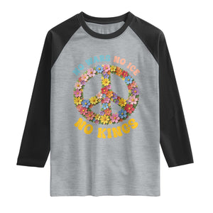 No Wars No Ice No Kings Retro Flower Raglan Shirt Hippie Floral Peace Sign Social Justice Anti War Protest TS02 Heather Gray Black Print Your Wear