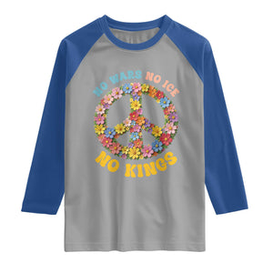 No Wars No Ice No Kings Retro Flower Raglan Shirt Hippie Floral Peace Sign Social Justice Anti War Protest TS02 Sport Gray Royal Print Your Wear