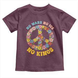 No Wars No Ice No Kings Retro Flower Toddler T Shirt Hippie Floral Peace Sign Social Justice Anti War Protest TS02 Maroon Print Your Wear