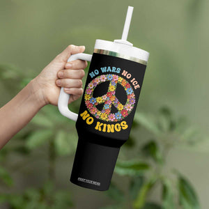 No Wars No Ice No Kings Retro Flower Tumbler With Handle Hippie Floral Peace Sign Social Justice Anti War Protest TS02 Print Your Wear