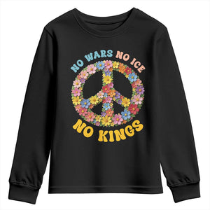 No Wars No Ice No Kings Retro Flower Youth Sweatshirt Hippie Floral Peace Sign Social Justice Anti War Protest TS02 Black Print Your Wear