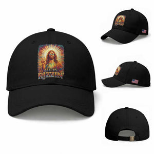 Funny Christian Easter He Is Rizzin Baseball Cap Trendy Jesus Humor with Sunglasses Faith Based Meme Gift
