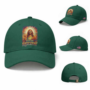 Funny Christian Easter He Is Rizzin Baseball Cap Trendy Jesus Humor with Sunglasses Faith Based Meme Gift