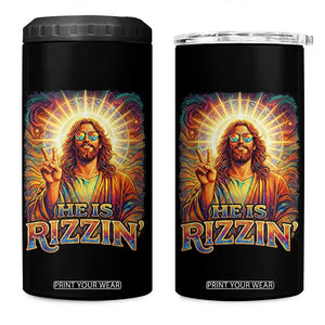 Funny Christian Easter He Is Rizzin 4 in 1 Can Cooler Tumbler Trendy Jesus Humor with Sunglasses Faith Based Meme Gift TS02 One Size: 16 oz Black Print Your Wear