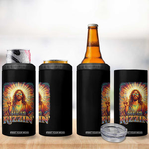 Funny Christian Easter He Is Rizzin 4 in 1 Can Cooler Tumbler Trendy Jesus Humor with Sunglasses Faith Based Meme Gift TS02 Print Your Wear