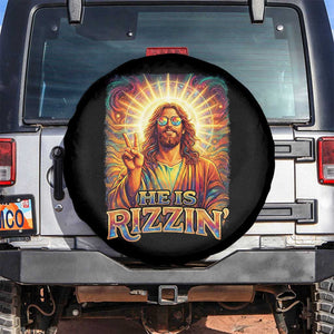 Funny Christian Easter He Is Rizzin Spare Tire Cover Trendy Jesus Humor with Sunglasses Faith Based Meme Gift TS02 No hole Black Print Your Wear