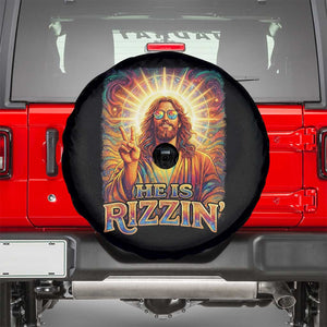 Funny Christian Easter He Is Rizzin Spare Tire Cover Trendy Jesus Humor with Sunglasses Faith Based Meme Gift TS02 Black Print Your Wear