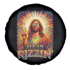 Funny Christian Easter He Is Rizzin Spare Tire Cover Trendy Jesus Humor with Sunglasses Faith Based Meme Gift TS02 Print Your Wear