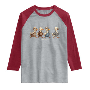 Funny Christian Psalm 23:6 Duck Pun Raglan Shirt Surely Goodness and Mercy Cute Bible Humor Gift TS02 Heather Gray Heather Red Print Your Wear