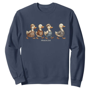 Funny Christian Psalm 23:6 Duck Pun Sweatshirt Surely Goodness and Mercy Cute Bible Humor Gift TS02 Navy Print Your Wear