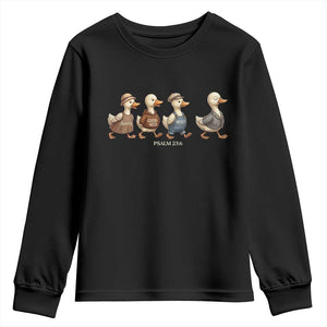 Funny Christian Psalm 23:6 Duck Pun Youth Sweatshirt Surely Goodness and Mercy Cute Bible Humor Gift TS02 Black Print Your Wear