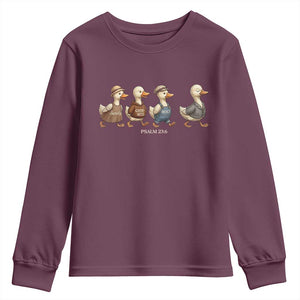 Funny Christian Psalm 23:6 Duck Pun Youth Sweatshirt Surely Goodness and Mercy Cute Bible Humor Gift TS02 Maroon Print Your Wear