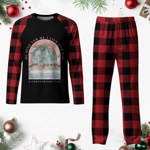 Christian Faith Last Supper Scripture Plaid Pajama Set He Died for Me So I Live for Him Corinthians 5:15 Inspiration TS02 Buffalo Plaid Print Your Wear