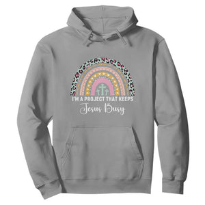I am a Project That Keeps Jesus Busy Rainbow Cross Hoodie Cute Christian Faith Humor TS02 Sport Gray Print Your Wear
