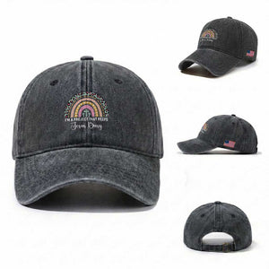 I am a Project That Keeps Jesus Busy Rainbow Cross Washed Cotton Baseball Cap Cute Christian Faith Humor