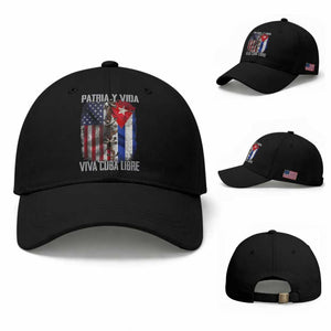 Patria y Vida Cuba Libre Freedom Baseball Cap Cuban Pride Independence USA Cuba Flag TS02 Baseball Cap Universal Fit Black Print Your Wear