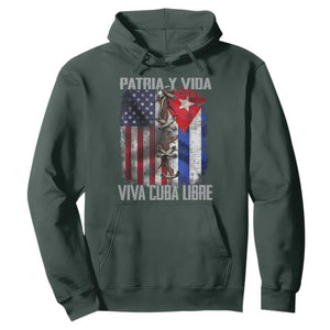 Patria y Vida Cuba Libre Freedom Hoodie Cuban Pride Independence USA Cuba Flag TS02 Dark Forest Green Print Your Wear
