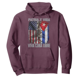 Patria y Vida Cuba Libre Freedom Hoodie Cuban Pride Independence USA Cuba Flag TS02 Maroon Print Your Wear