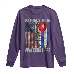 Patria y Vida Cuba Libre Freedom Long Sleeve Shirt Cuban Pride Independence USA Cuba Flag TS02 Purple Print Your Wear