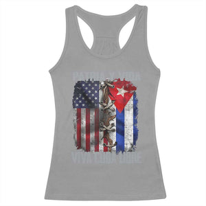 Patria y Vida Cuba Libre Freedom Racerback Tank Top Cuban Pride Independence USA Cuba Flag TS02 Sport Gray Print Your Wear