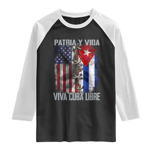 Patria y Vida Cuba Libre Freedom Raglan Shirt Cuban Pride Independence USA Cuba Flag TS02 Black White Print Your Wear