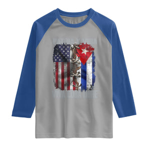 Patria y Vida Cuba Libre Freedom Raglan Shirt Cuban Pride Independence USA Cuba Flag TS02 Sport Gray Royal Print Your Wear