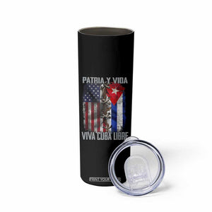 Patria y Vida Cuba Libre Freedom Skinny Tumbler Cuban Pride Independence USA Cuba Flag TS02 Print Your Wear