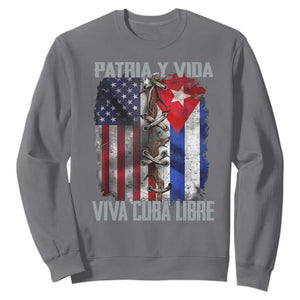 Patria y Vida Cuba Libre Freedom Sweatshirt Cuban Pride Independence USA Cuba Flag TS02 Charcoal Print Your Wear