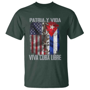 Patria y Vida Cuba Libre Freedom T Shirt - Cuban Pride Independence USA Cuba Flag TS02 Dark Forest Green Print Your Wear