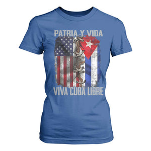 Patria y Vida Cuba Libre Freedom T Shirt For Women Cuban Pride Independence USA Cuba Flag TS02 Royal Blue Print Your Wear
