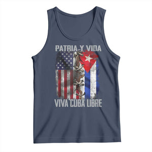 Patria y Vida Cuba Libre Freedom Tank Top Cuban Pride Independence USA Cuba Flag TS02 Navy Print Your Wear