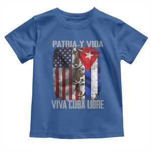 Patria y Vida Cuba Libre Freedom Toddler T Shirt Cuban Pride Independence USA Cuba Flag TS02 Royal Blue Print Your Wear